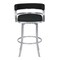 Armen Living Prinz 30" Bar Height Swivel Black Faux Leather and Brushed Stainless Steel Bar Stool LCPRBABLBS30 - alternate 3